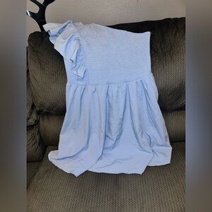 Light Blue Mini Dress One Shoulder